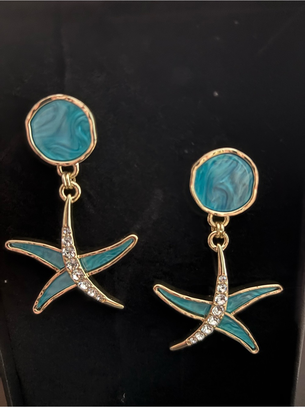 Heidi Daus Gold-Tone Turquoise Starfish Drop Earrings